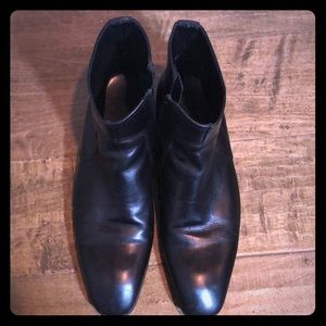 Boss black leather ankle boots dress shoes